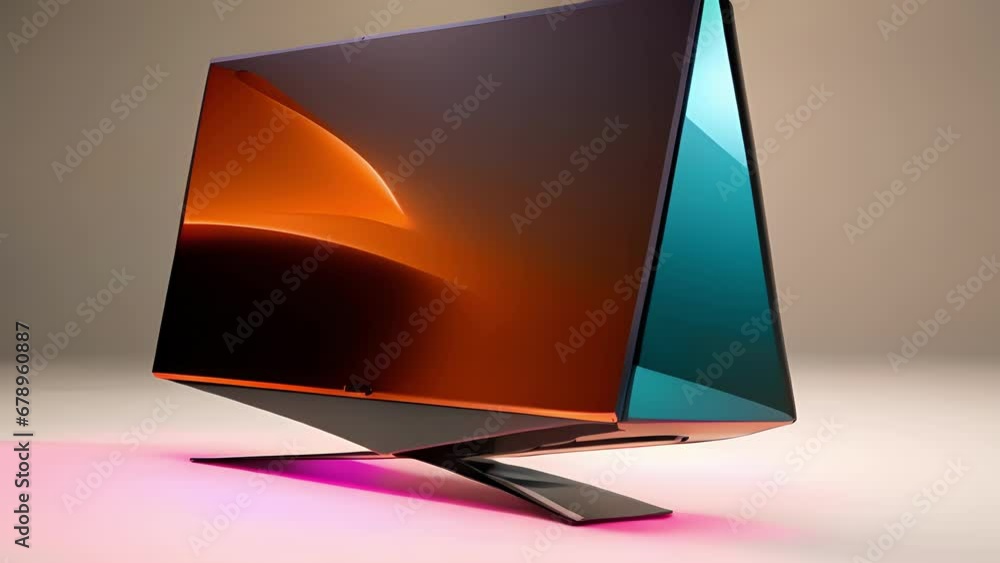 Poster a boxy black tv with a rectangular screen featuring an angular design and a prominent rectangular sp