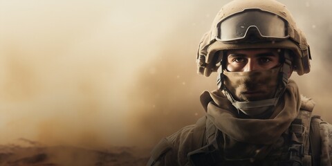 Close-up Portrait of a Modern Israeli Soldier in Combat Gear. Generative ai