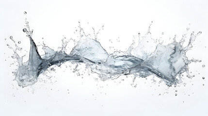 Horizontal splash of clear water isolated on white background