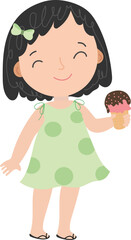 Girl eating ice cream illustration