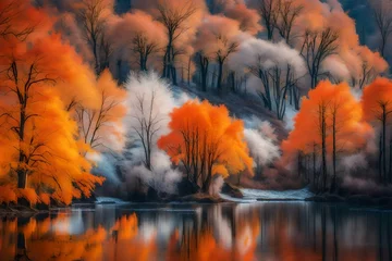 Fototapeten autumn landscape with lake © AM  Images