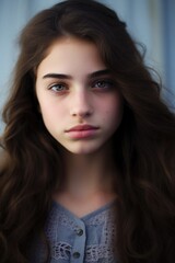 Naklejka premium Sad teenage girl with gorgeous eyes looking at the camera