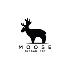 Vector Illustration of Moose Pose Silhouette Logo with a cute design style suitable for your business
