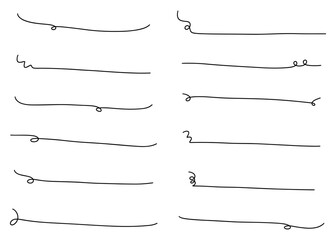 シンプルな手書きの線　飾り罫　セット