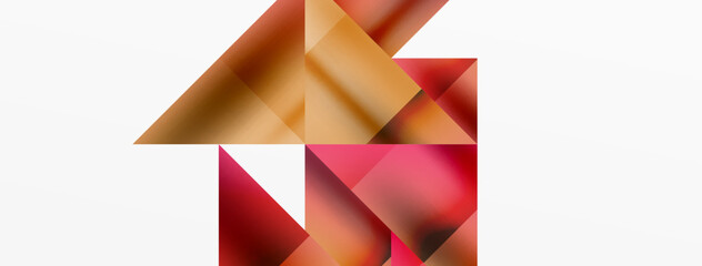 Vivid abstraction unfolds. Triangles in seamless harmony, composing dynamic geometric backdrop. Interplay of angles and hues forms captivating tapestry, evoking modernity and artistic allure