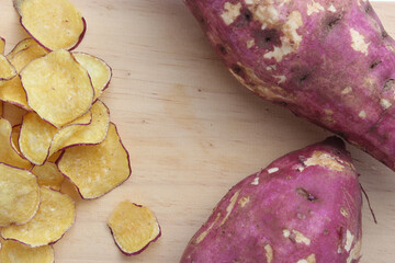 A healthy snack, sweet potato chips.