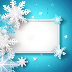 Blue and White Winter Themed Background created with Generative AI technology