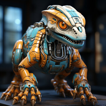 Robot Parasaurolophus kartun 3D