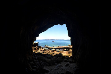 a beautiful cave on an exotic beach in the south of Chile