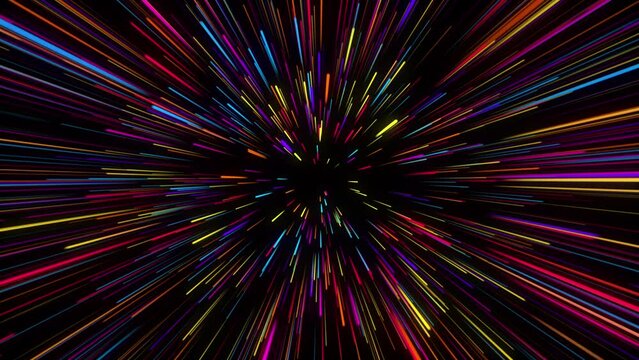 Abstract Colorful Light Speed Neon Streaks Looping Background