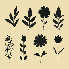 Flat design flower silhouettes illustration