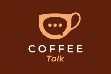 Coffee talk chat bubble cup cafe logo
