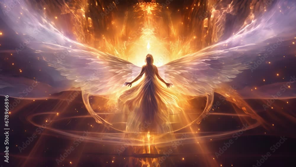 Poster an angelic force descends from the heavens touching reality and transmogrifying it into soing wholly