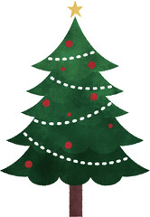 ほっこりかわいいクリスマス 　手描き風　クリスマスツリー