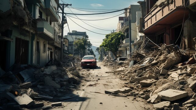 Image of streets after earthquake.