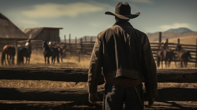 Image of the back view of a man in a cowboy hat and boots.