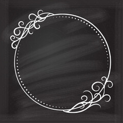 Vector round floral frame on a chalkboard background