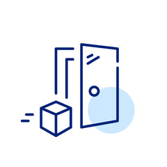 Door to door delivery service. Store online order shipment. Pixel perfect, editable stroke icon