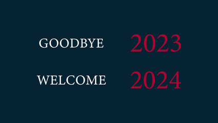 GoogBye 2023 Welcome 2024 beautiful text illustration design
