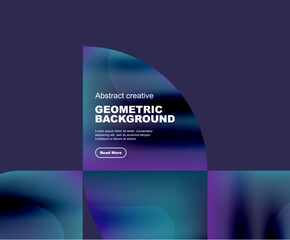 Round triangle and round square composition geometric background