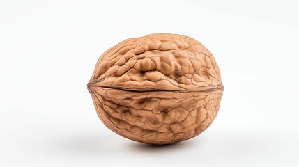 Fototapeta premium Image of a single walnut isolated on a white background.