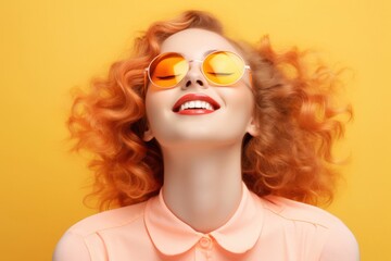 Woman with Vibrant Hair and Chic Sunglasses Generative AI
