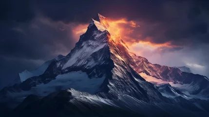 Türaufkleber Image of a mountain on a dark background. © kept