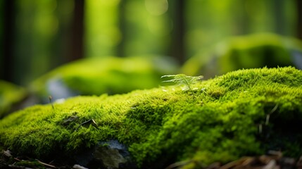 Image of a rock covered in vibrant green moss.