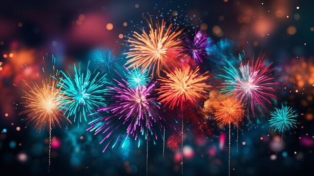 fireworks in the sky HD 8K wallpaper Stock Photographic Image