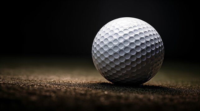 Image of a golf ball, focusing on the intricate dimples and texture.