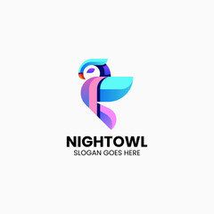 Vector Logo Illustration Owl Gradient Colorful Style