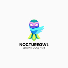 Vector Logo Illustration Owl Gradient Colorful Style