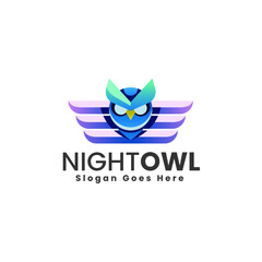Vector Logo Illustration Night Owl Gradient Colorful Style