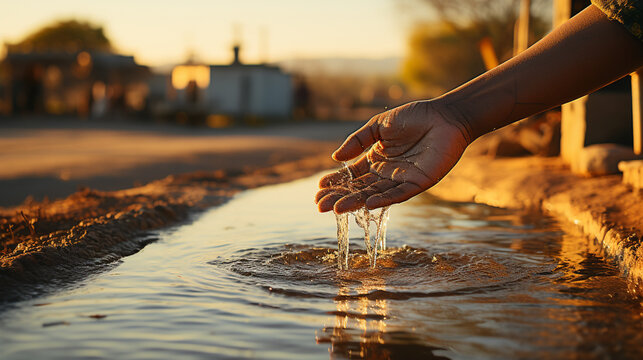 water flowing into the sun HD 8K wallpaper Stock Photographic Image