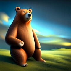 Cartoon Character Brown Bear - Generative AI