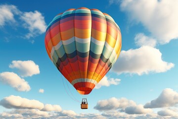 Fototapeta premium A colorful hot air balloon floating in the sky.
