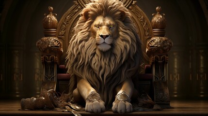 Image of a abstract royal lion enthroned.