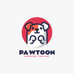 Vector Logo Illustration Paw Mascot Cartoon Style.