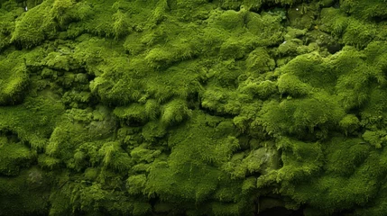 Foto op Aluminium A close up of a green moss covered wall surface. © sirisakboakaew