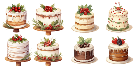 Illustration set of christmas cakes