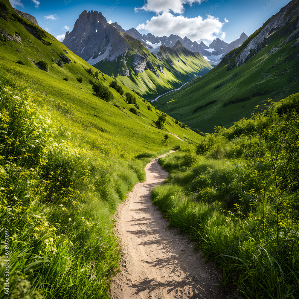 Wall mural hiking trail