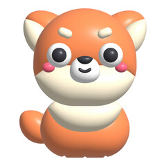 Cute little fox 3d illustration. Adorable wild animal in cartoon style nature, wildlife concept