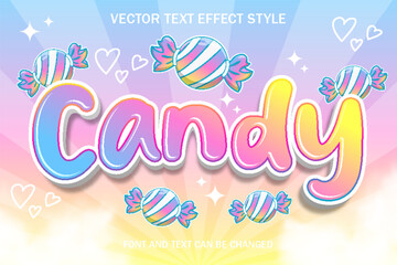 candy cute sweet colorful typography editable text effect kawaii cartoon style template design