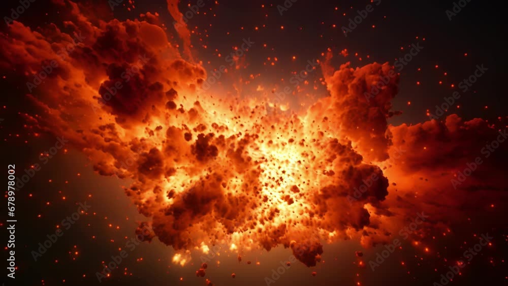 Poster a wave of heat and debris emanating from a detonation, engulfing everything in its path.