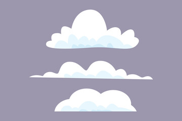 Sky clouds white. Clouds concept. Colored flat vector illustration isolated.