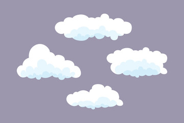 Sky clouds white. Clouds concept. Colored flat vector illustration isolated.