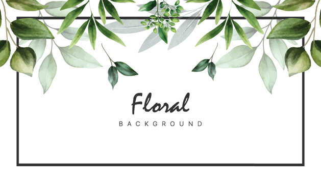 Presentation Background with tropical watercolor leaf plant on white background vector design. With copy space area.