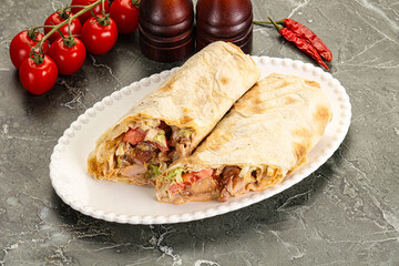 Shawarma with grilled chicken meat