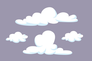 Sky clouds white. Clouds concept. Colored flat vector illustration isolated.