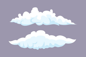Sky clouds white. Clouds concept. Colored flat vector illustration isolated.